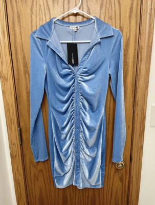 Fashion Nova Blue Moonlight velvet mini dress US M | eBay