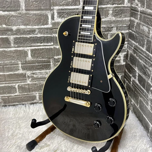 Burny RLC MIJ Les Paul Custom Black 3PU HHH Electric Guitar Used Product