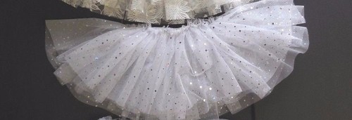 2 layer Dance Ballet Skirt white mesh with hologram sequin dot Sm/Medium Ch - Picture 2 of 9