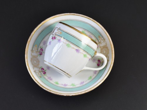 Gotha Biedermeier Porzellan Tasse F. E. Henneberg & Co. türkis handgemalt 19 Jh. - Bild 10 von 14