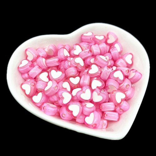 Heart Acrylic Bead Loose Spacer Beads DIY Bracelet Jewelry Making Findings 50Pcs - Picture 16 of 22