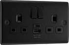 BG Nexus NFB22UAC12B MATT BLACK Double USB Plug Wall Socket USB C FAST CHARGE 