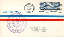 First flight cover FFC 10N6 Macon to Atlanta CAM 10