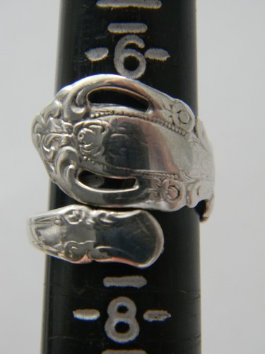 Vintage Sterling Silver Oneida Adjustable Spoon Wrap Ring Pre-Set to Size 7 - Picture 8 of 9