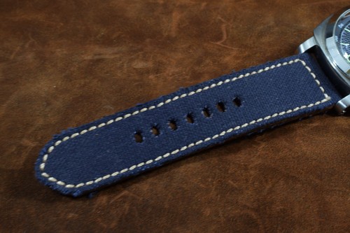 UHRENARMBAND 26 24 22 MM CANVAS DUNKEL BLAU HANDMADE BAND STRAP FÜR PANERAI ETC - Picture 10 of 14