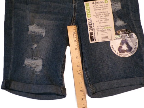 D Jeans Size 6 Cuffed Denim High Waisted Bermuda Shorts Distressed Medium Wash - Picture 8 of 8