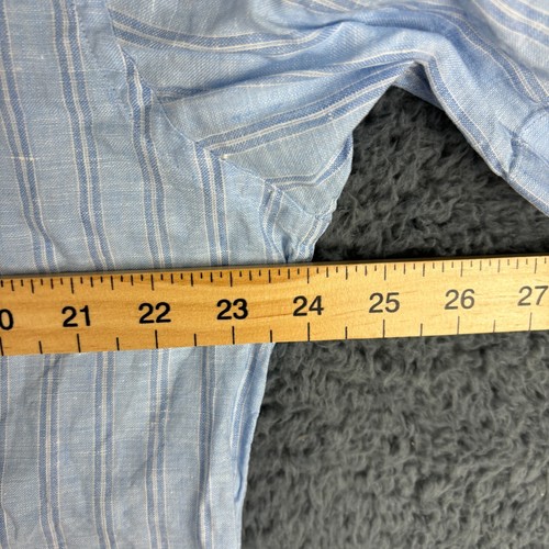 Gant Shirt Mens Extra Large Blue 100% Linen Striped Long Island Casual Button Up - Picture 3 of 10