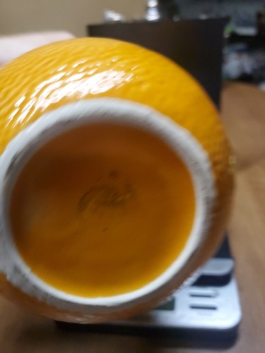 Vintage BORDALLO PINHEIRO Majolica Ceramic Orange Pitcher 7" Portugal [ M 18 ] - Picture 5 of 10