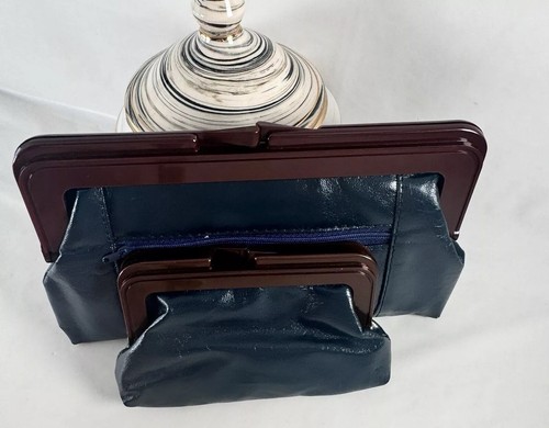 Vintage Blue Clutch Bag with Matching Purse Made in Italy Retro Evening Set - Picture 2 of 24