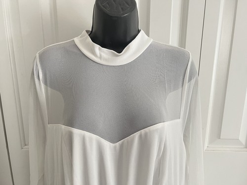 Vestido blanco de malla tórrida manga larga cuello alto 2X 18-20 dobladillo manga larga - Imagen 4 de 9