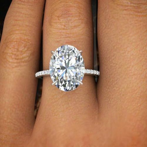 1,20 ct Ovalschliff Diamant Micro Pave Akzente Verlobungsring F, VS1 GIA 14K WG - Bild 5 von 5