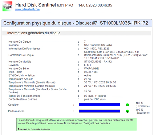 Disque dur Hdd 1 To - 2,5"- SEAGATE (ST1000LM035) -Sata3-128Mo -TF moins de 100j - Photo 12/15
