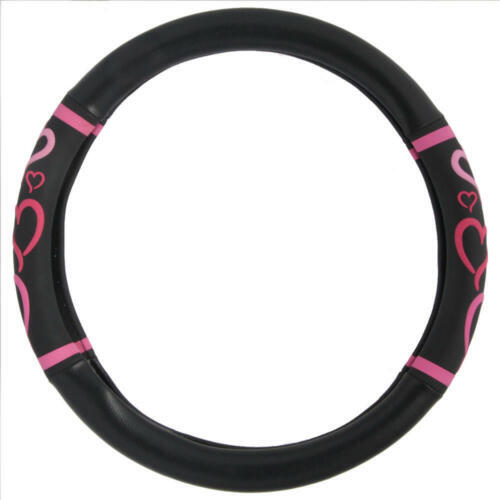 Gorgeous Pink Heart Design Steering Wheel Cover Durable Odorless PU Leather - Picture 3 of 7