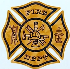 Reflective Black on Gold Engine Turn Vinyl Maltese Cross Decal multiple sizes