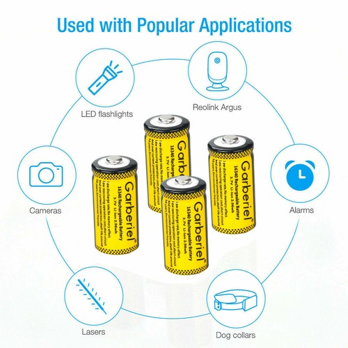 Garberiel 16340 Battery 2800mAh CR123A 3.7V Rechargeable for Netgear Arlo Camera - Picture 4 of 17