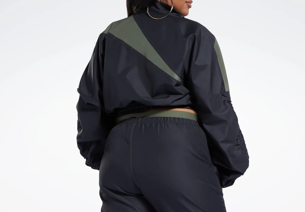 Reebok Cardi B Woven Jacket Full Zip 2X-4X Green Black Gym Casual