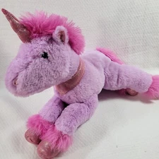HugFun Unicorn 12" Pink Purple Iridescent Horn Feet Collar Soft Plush Toy EUC