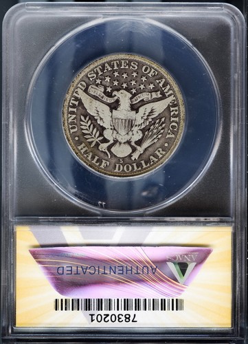 1913-S 50c Barber Half-dollar VG-8 Details ANACS # 7830201 + Bonus - Picture 2 of 2