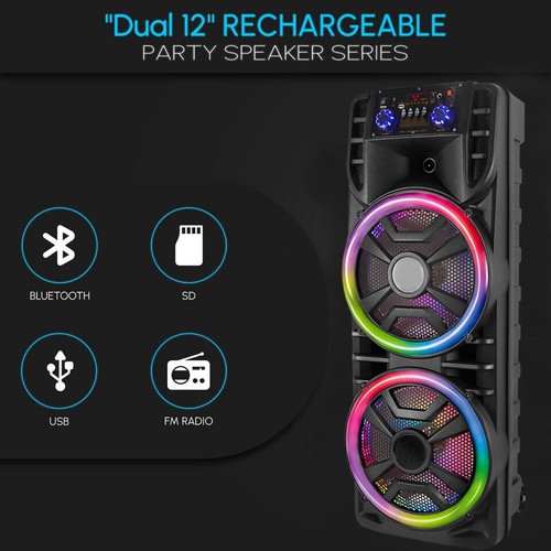 2800W Portable Bluetooth Speaker Subwoofer Heavy Bass Sound System Party & Mic - Picture 4 of 12