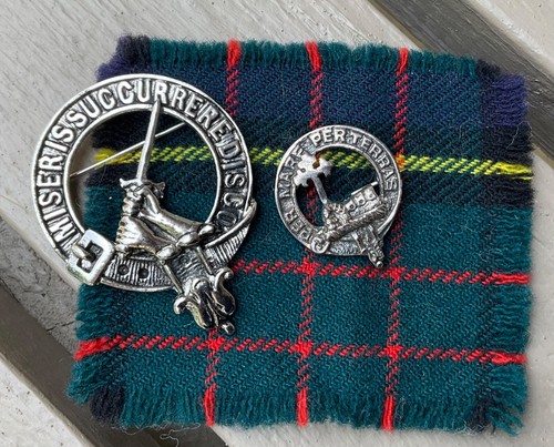 Vintage Sterling And Plated SCOTTISH BROOCH PINS Clan MacDonald, MacMillan MOTTO - Picture 3 of 7