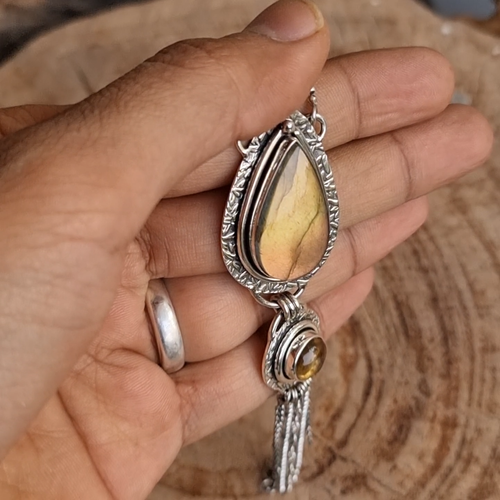Blue Fire Labradorite Necklace,925 Silver Jewelry, Unique Jewelry, Gift For Her - Video 1 of 1