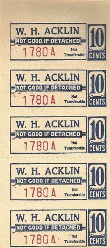 WH ACKLIN SANTA RITA NEW MEXICO SET/4 GF TRADE MDSE $1-$5 NM TICKET COUPON TOKEN - Picture 3 of 3