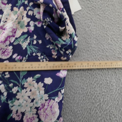 NWT Flora Nikrooz Floral Print Satin Robe L/XL Blue Pink Womens Kimono Sleeve - Picture 6 of 13