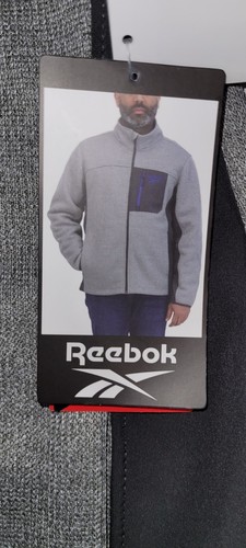 Reebok Light Weight Fleece Jacket Size XLarge Grey Black NWT - Picture 4 of 10