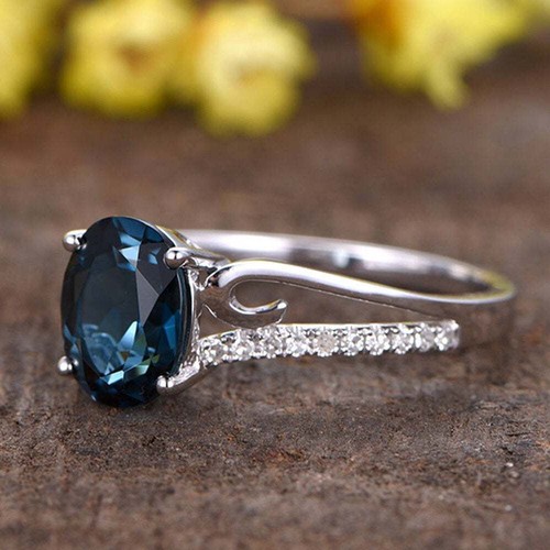 Anillo de compromiso anillo de plata de ley circonita cúbica piedra de cristal simulado - Imagen 2 de 5