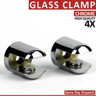 4 ADJUSTABLE SHELF SUPPORT GLASS BRACKETS CLAMP CHROME MIRROR EFFECT RACK 3-8 mm