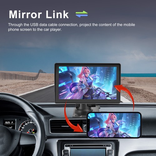 7" Portable Car Stereo Wireless Apple CarPlay Android Auto BT GPS Radio + Camera - Picture 6 of 31
