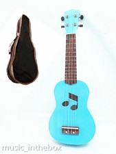 WOODNOTE / Beautiful 21" Blue with Musical Hole Wooden Soprano Ukulele Bag