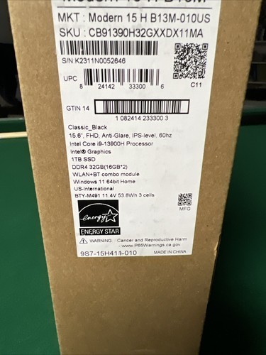 Portátil MSI Moderno 15 H B13M-010US 15.6" i9-13900H 32GB RAM 1TB SSD Win11 - Imagen 4 de 5
