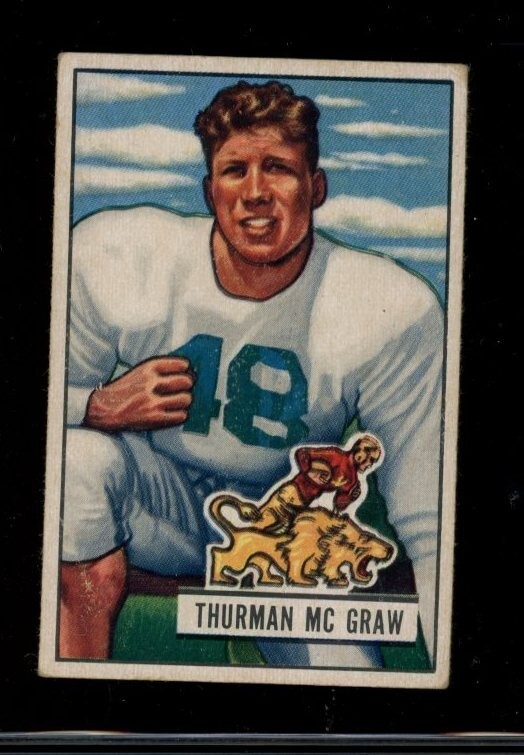 1951 Bowman Football #27 Thurman McGraw Lions Back Crease VG LOOK! SL