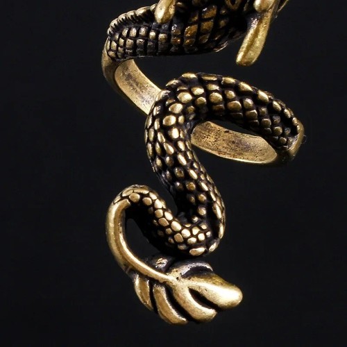 Retro Punk Dragon Cigarette Holder Ring for Men Women Bronze Adjustable Ring New - Picture 4 of 6