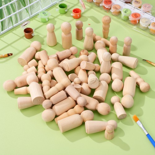50 Pezzi Figurine in Legno Dipinto Mini Persone Figurine Papà Artigianato Miss - Foto 8 di 11