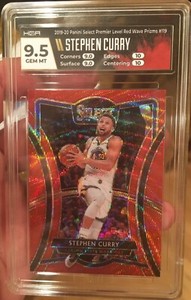 STEPHEN CURRY🔥🏆GEM MINT 9.5 RED WAVE PRIZM PREMIER LEVEL 2019-20 PANINI SELECT
