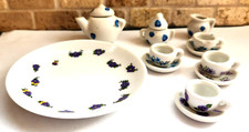 Miniature Doll Porcelain/China Tea Set with Flowers - 14 pieces - Free Ship 