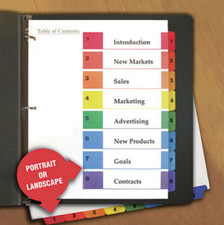 Universal 24802 Deluxe 8-Tab 11"x8.5" Table of Contents Dividers White 6/PK New