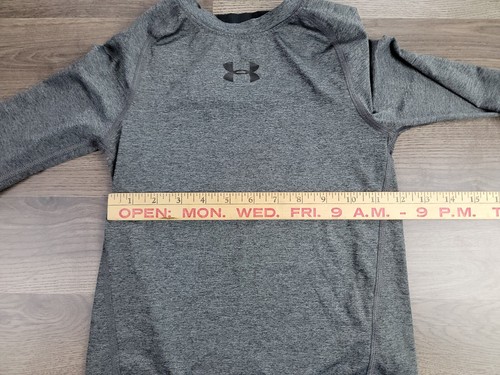 Under Armour Long Sleeve Shirt Small Gray Fitted Heat Gear Performance Logo Boys - Picture 10 of 12