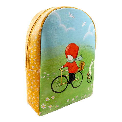 Poppi Loves Cycling Backpack Santoro London Gorjuss - Yellow - NEW - Picture 7 of 7