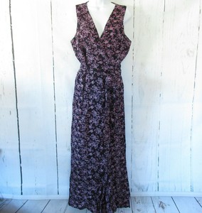 New-Jack-By-BB-Dakota-Jumpsuit-6-Navy-Blue-Floral-Faux-Wrap-Wide-Leg-Pants