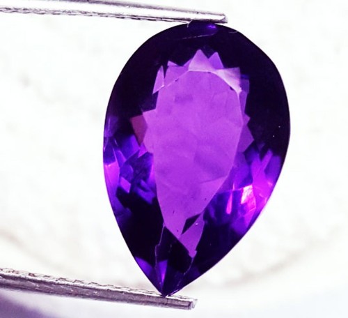 Loose Gemstone Natural Violet Amethyst Excellent Pear Shape 9.30+ Ct Certified - Picture 5 of 7