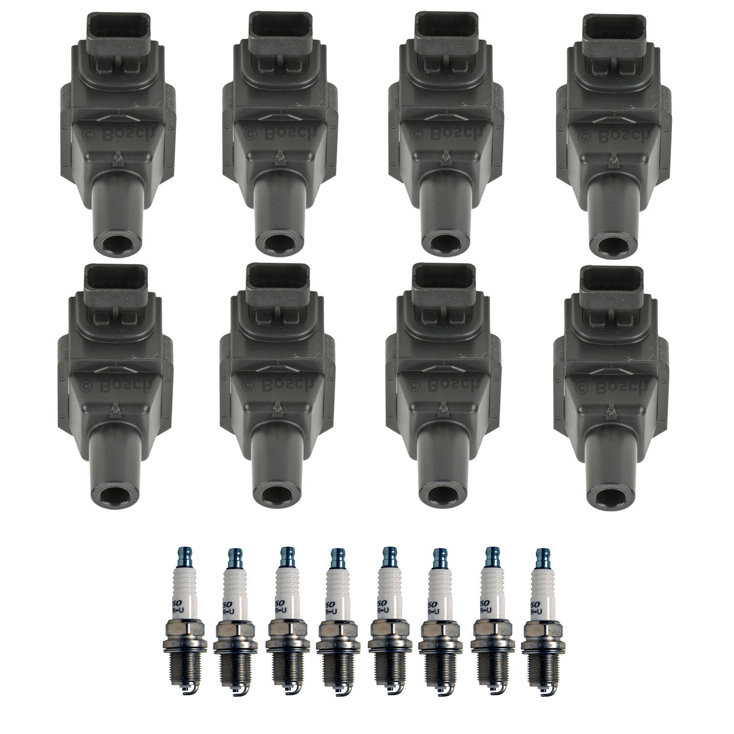 Bosch 8 Ignition Coil Denso 8 U-Groove Spark Plug Kit For XJ8 XJR W140 R129 V8