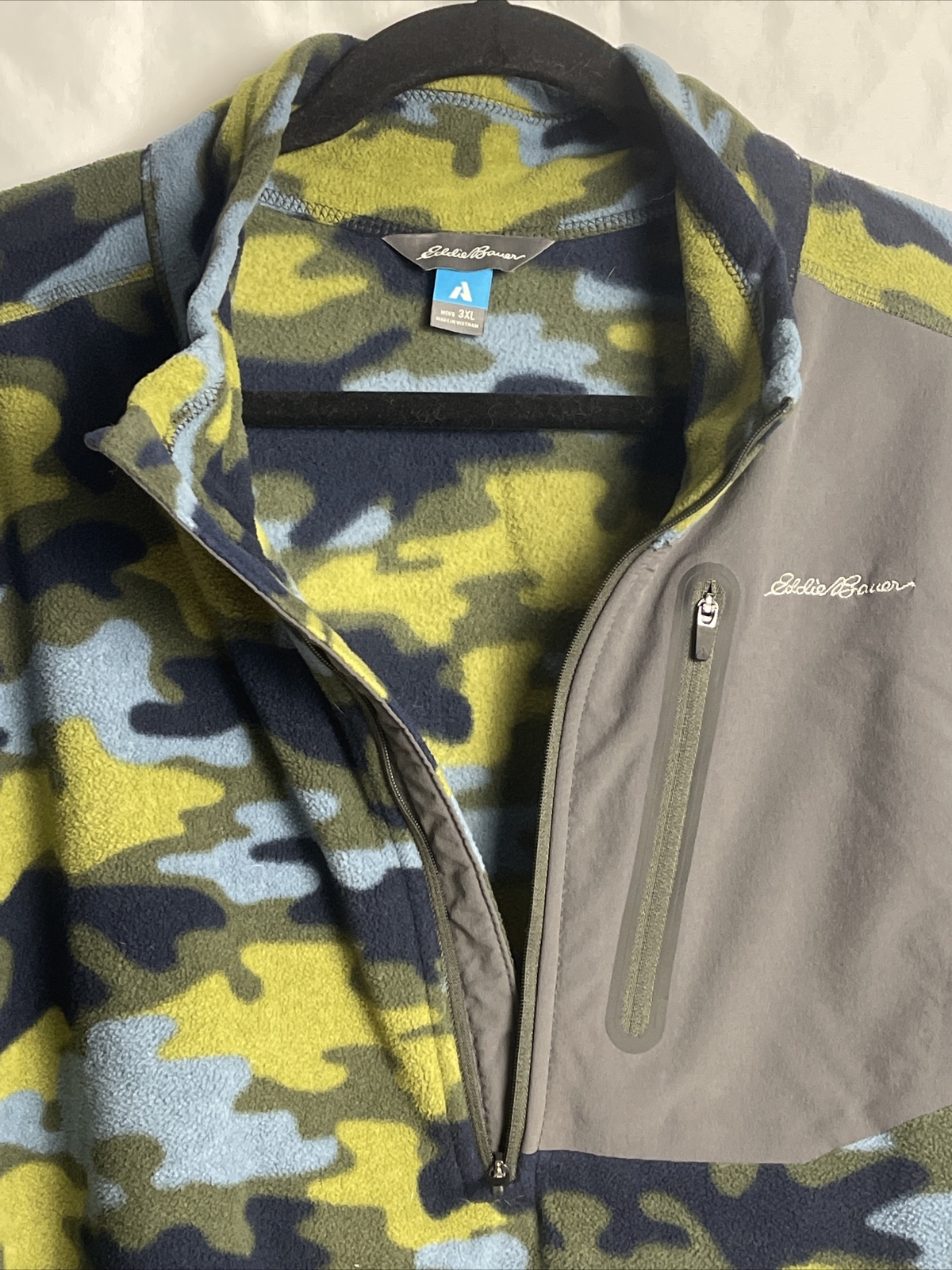 Eddie Bauer Mens 3XL Fleece Quarter Zip Pullover Jacket Camo eBay
