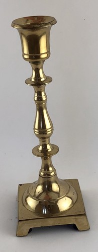 Vintage Candlestick Brass Solid Taper Candle Holder Square Base - Picture 2 of 4