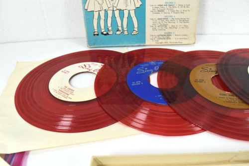 Vintage Sing O Sing Kindergarten 1956 45rpm 5 Schallplatten Album farbiges Vinyl - Bild 7 von 8
