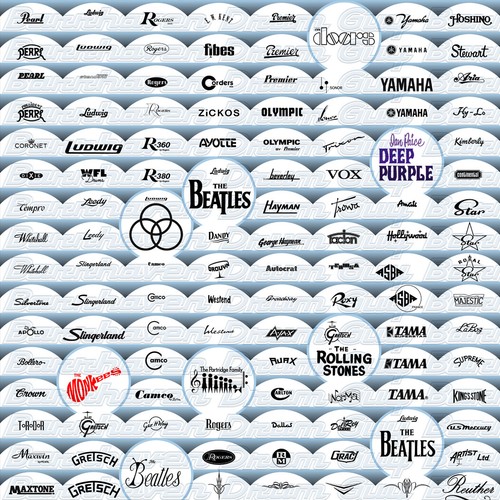 The Beatles, Sullivan '64, Repro Bass Drum Logo, Adhesive Vinyl Decal Set - Picture 10 of 10