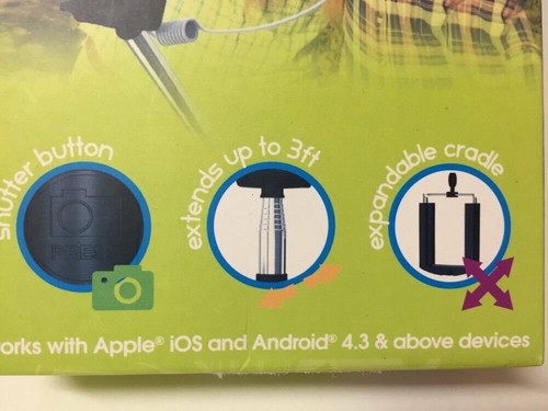 Hype Selfie Stick mit Auslöser Schwarz Griff Apple IOS Android 4.3 + Neu - Bild 2 von 5