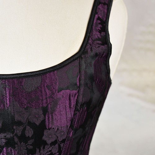 Women Corset Bustier Embossed Printed Vintage Bodice Lace Up 15 Steel Bones Tops - Picture 7 of 15